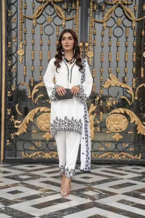 3PC LINEN READY TO WEAR DRESS BY DRESSCODE 09