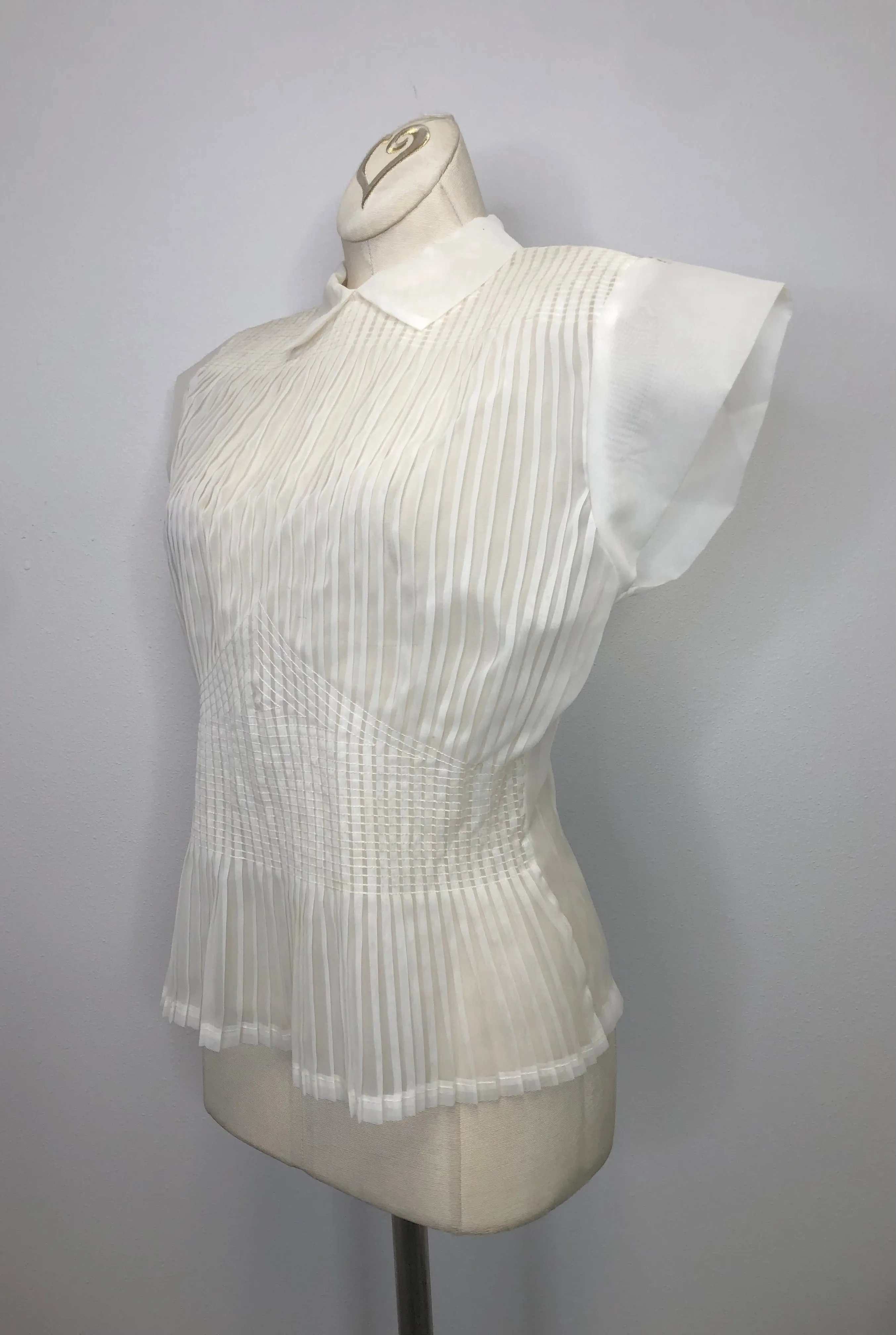 50s Triangle Pleat Sheer Blouse