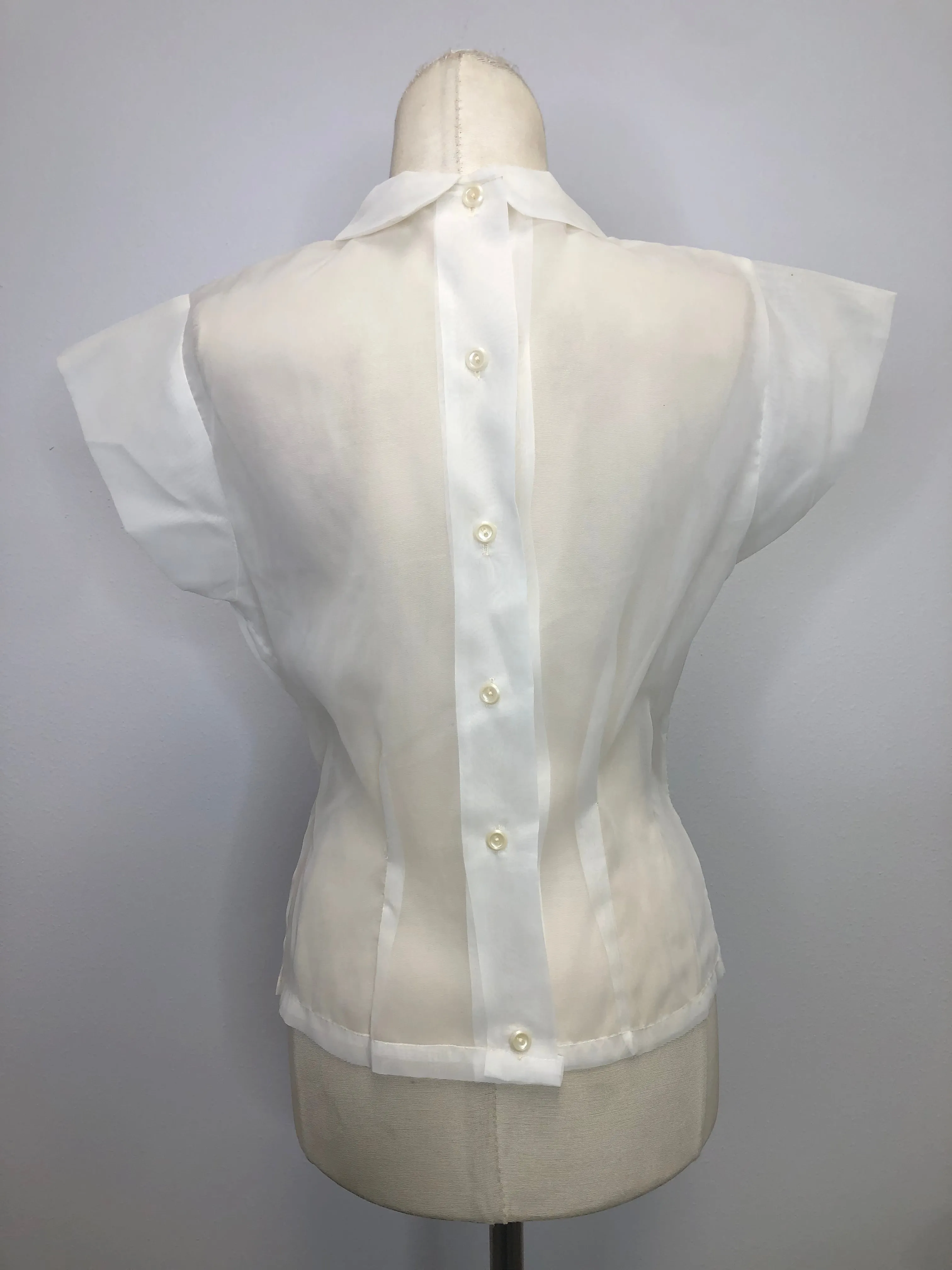 50s Triangle Pleat Sheer Blouse