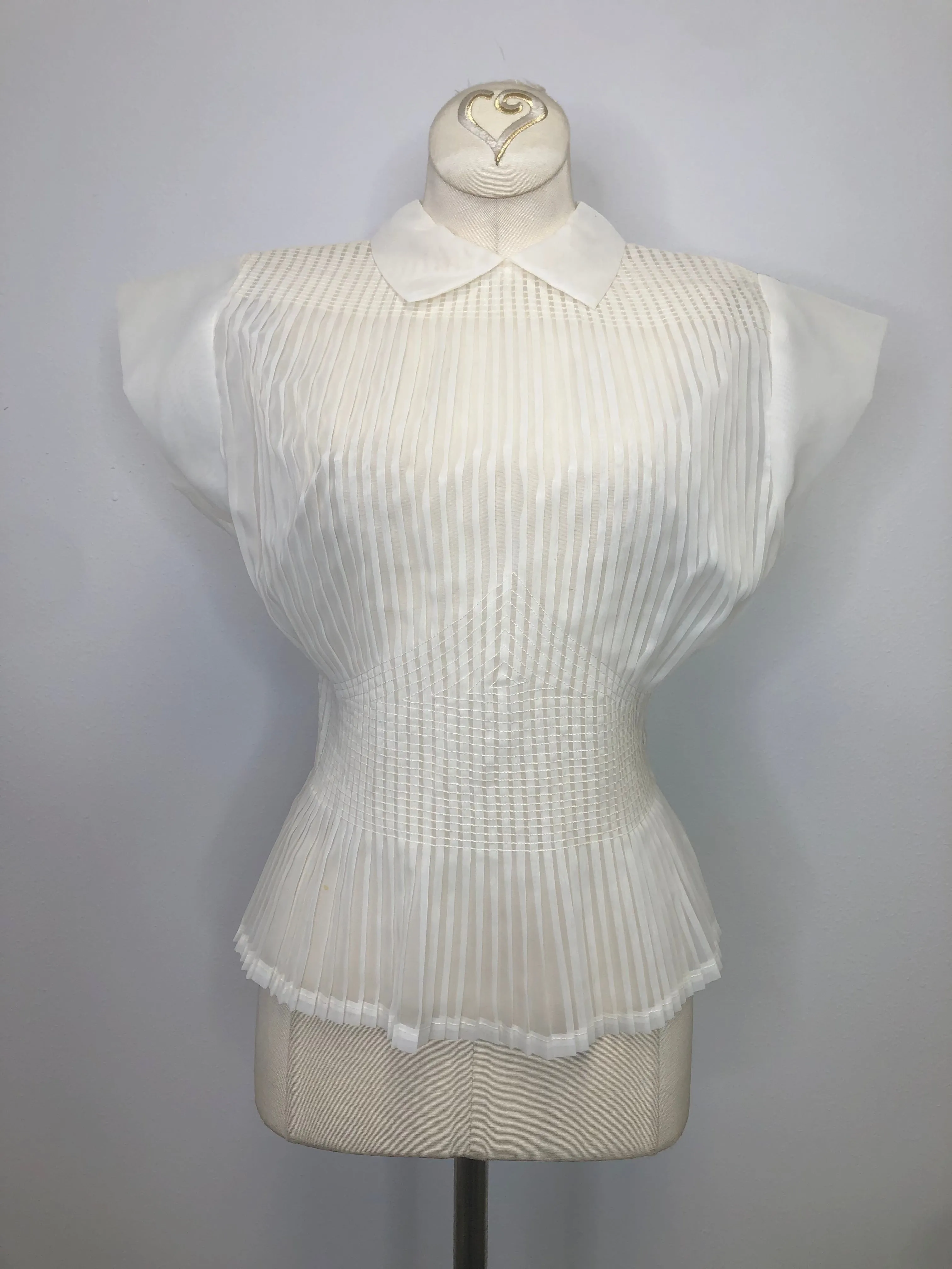 50s Triangle Pleat Sheer Blouse