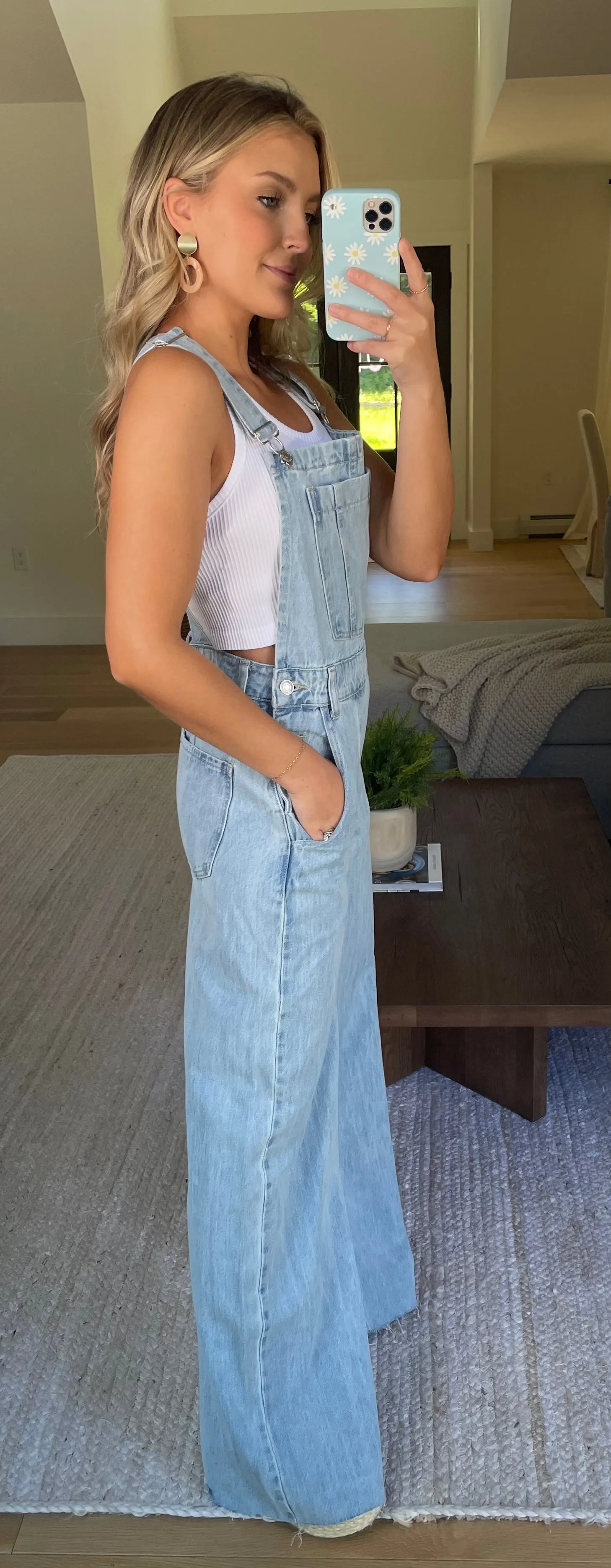 90's Girl Wide Leg Denim Overalls