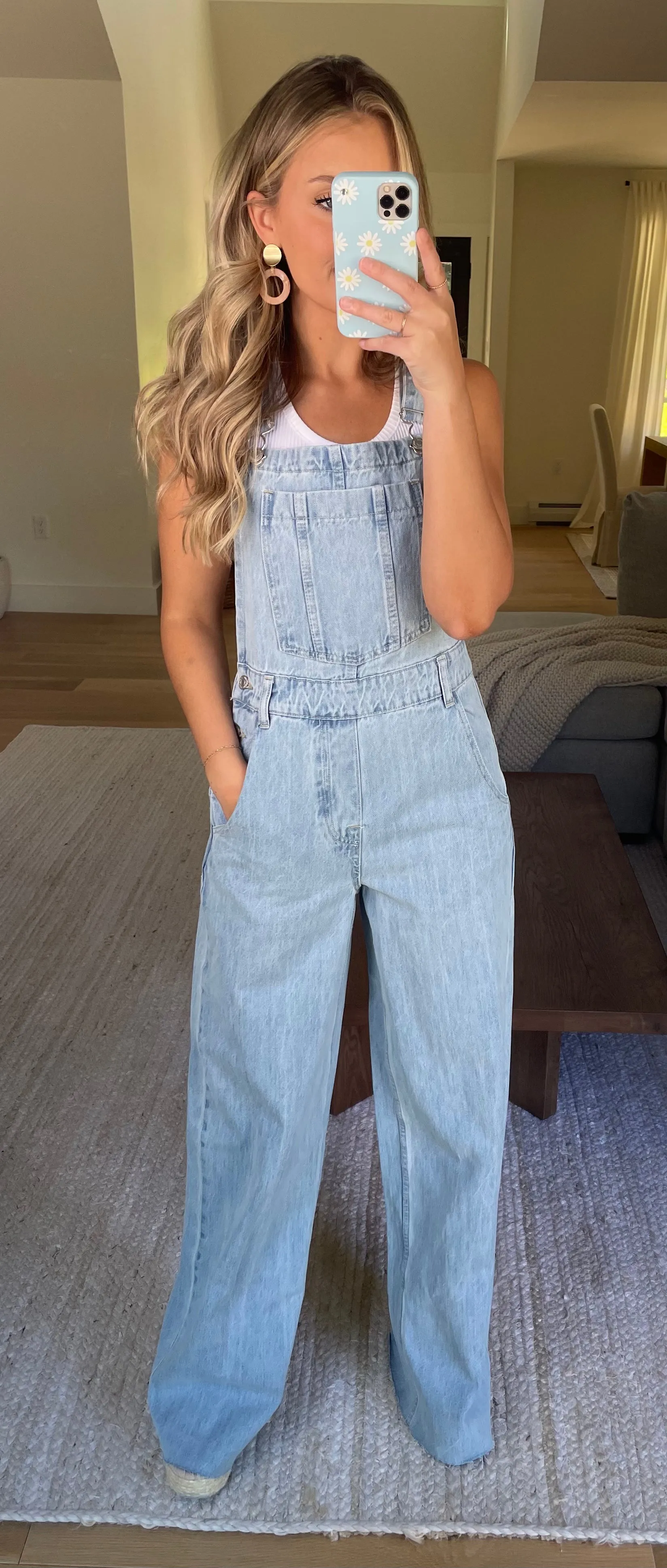 90's Girl Wide Leg Denim Overalls
