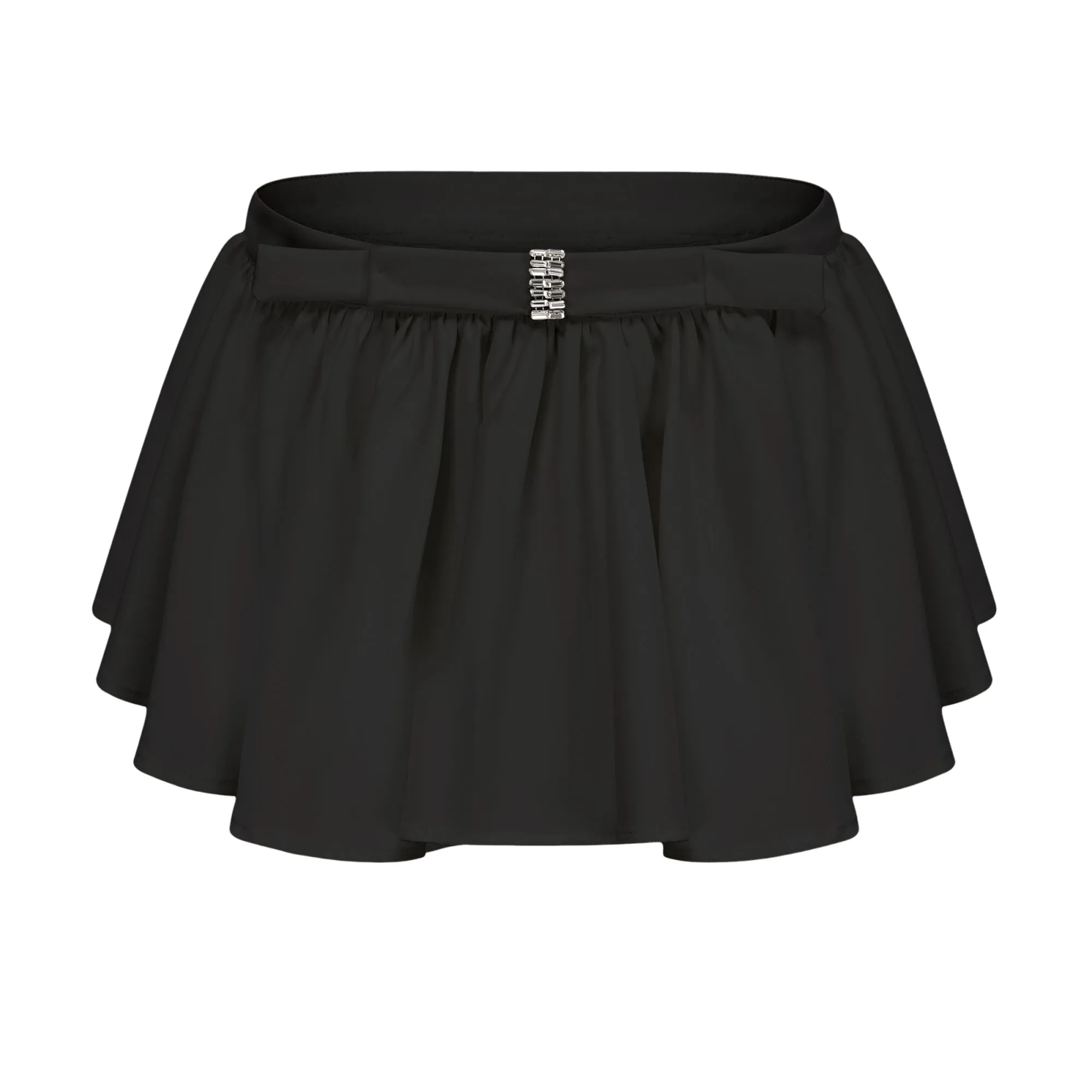 Andrea asymmetric tulle blouse & skirt matching set in Black
