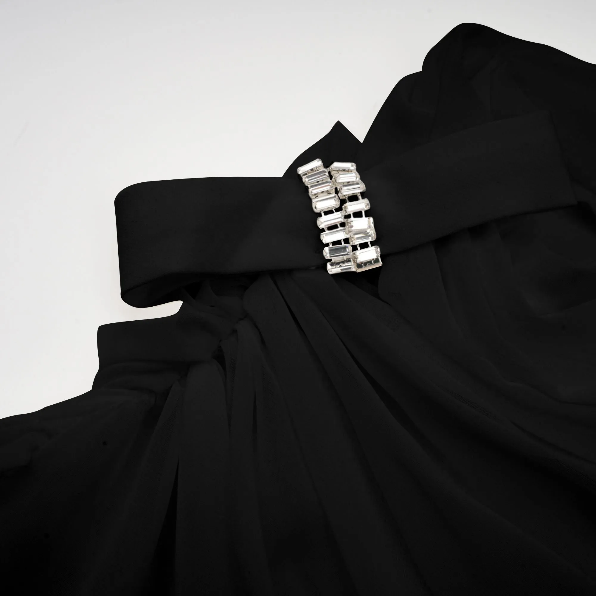Andrea asymmetric tulle blouse & skirt matching set in Black