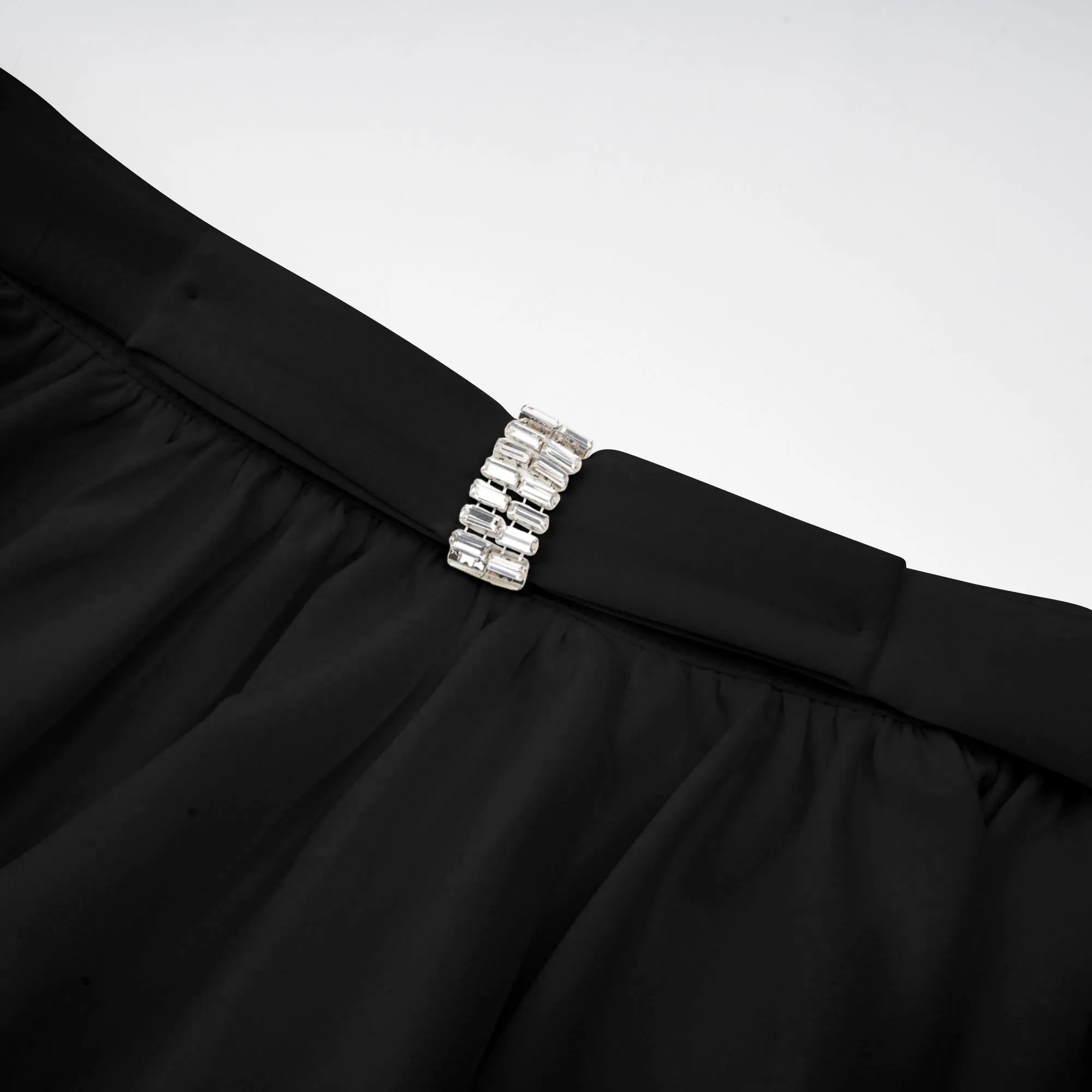 Andrea asymmetric tulle blouse & skirt matching set in Black