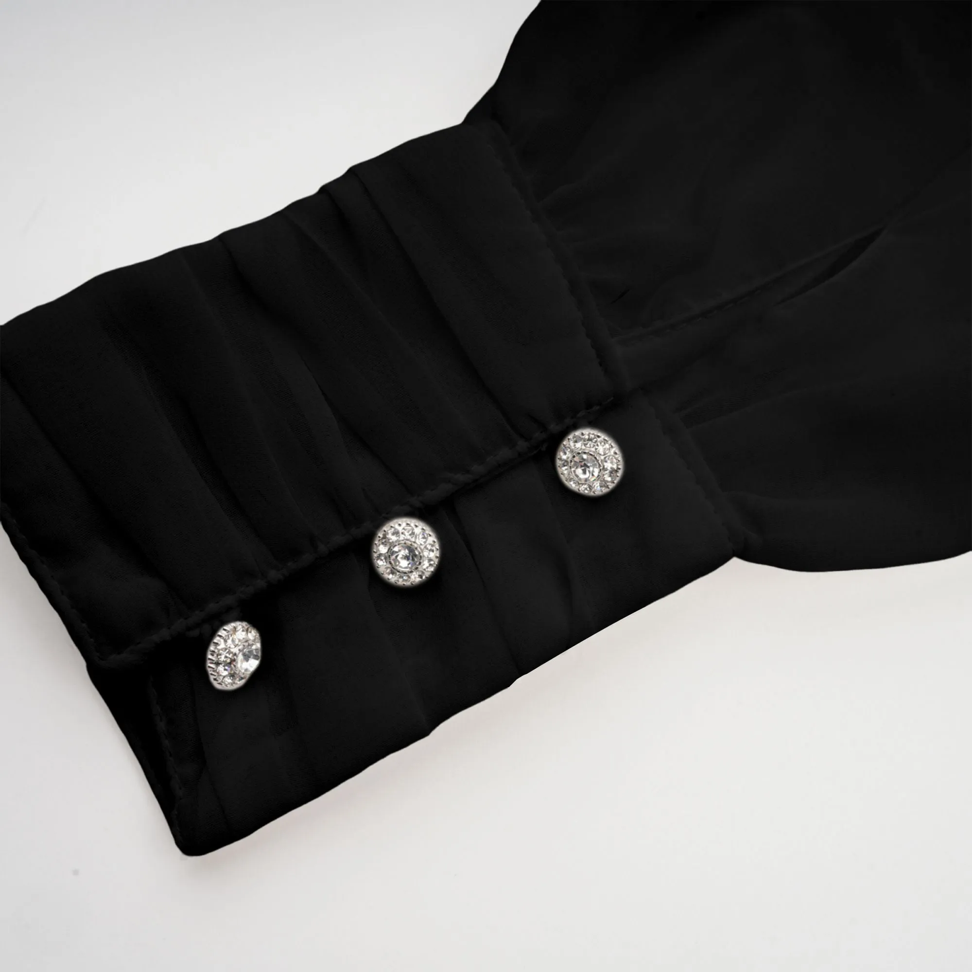Andrea asymmetric tulle blouse & skirt matching set in Black