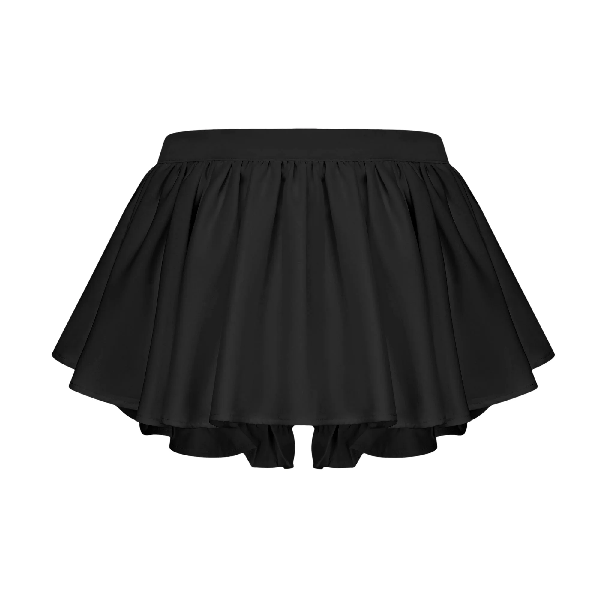 Andrea asymmetric tulle blouse & skirt matching set in Black