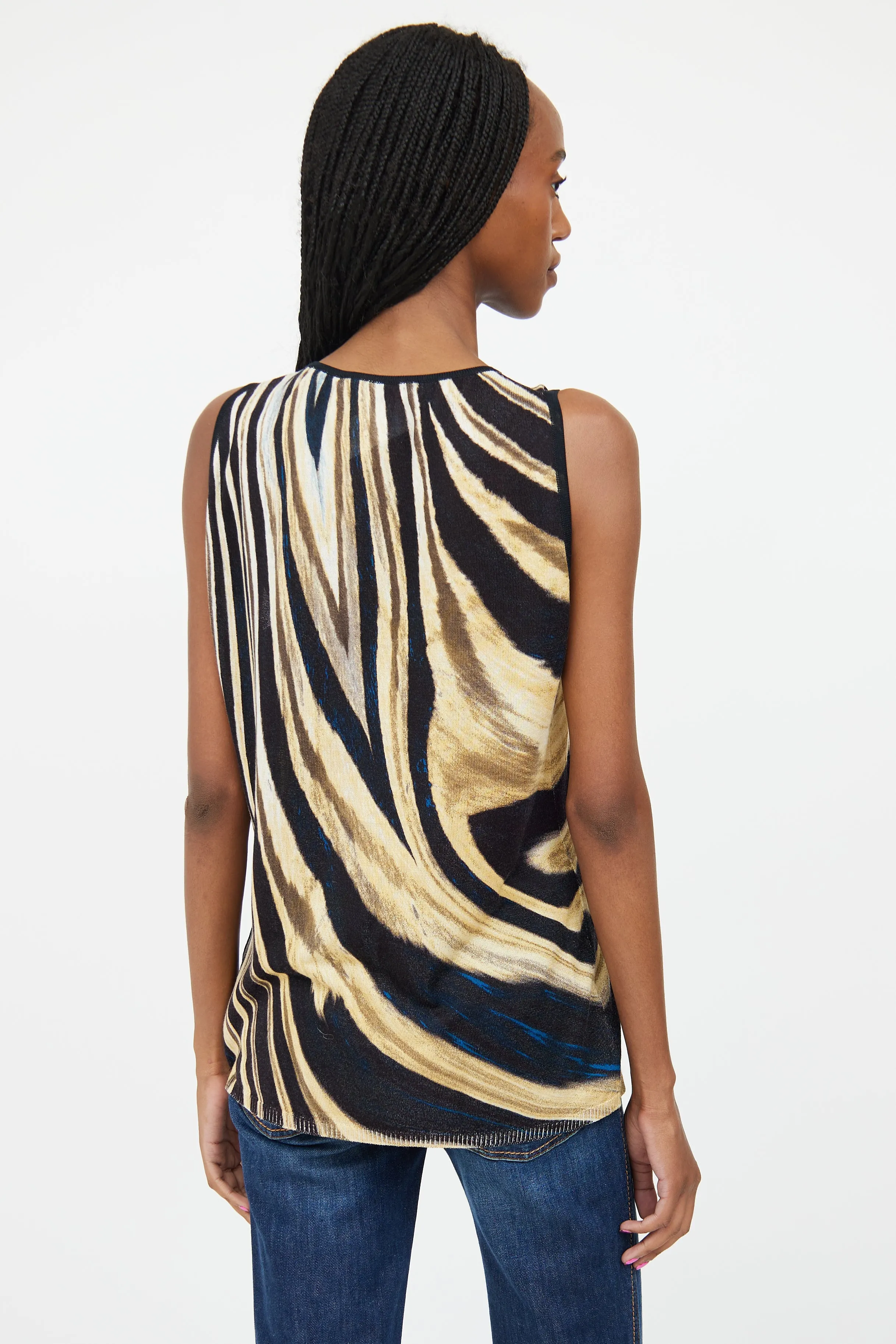 Beige & Black Silk Knit Vest