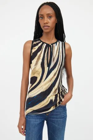 Beige & Black Silk Knit Vest