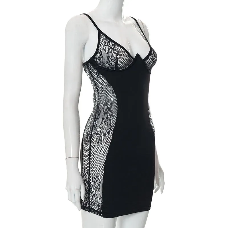 BLACK LACE BODYCON DRESS