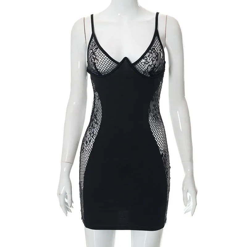 BLACK LACE BODYCON DRESS