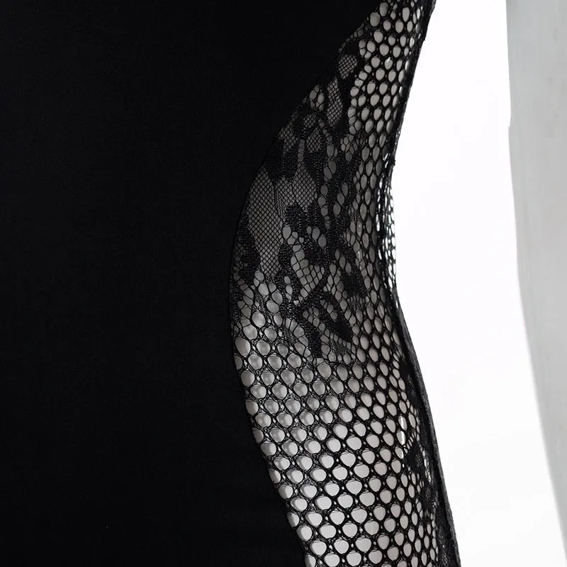 BLACK LACE BODYCON DRESS
