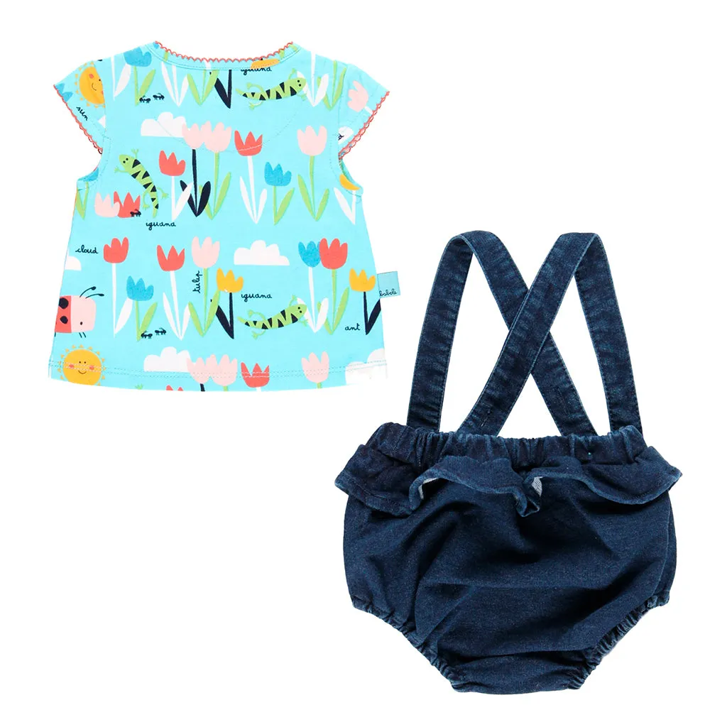 Blue Bloomer Overall Outfit