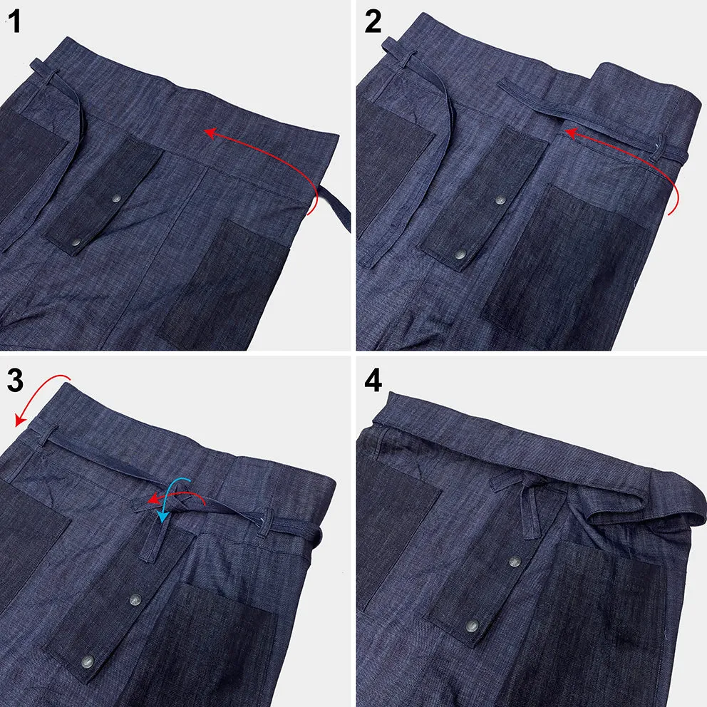 BZEN M.1063 SAWADEE-ER RELAX FIT UNISEX ANKLE LENGTH ELEPHANT PRINT POPLIN THAI FISHERMEN 4 POCKET DENIM WRAP PANT-5OZ-E0 RED
