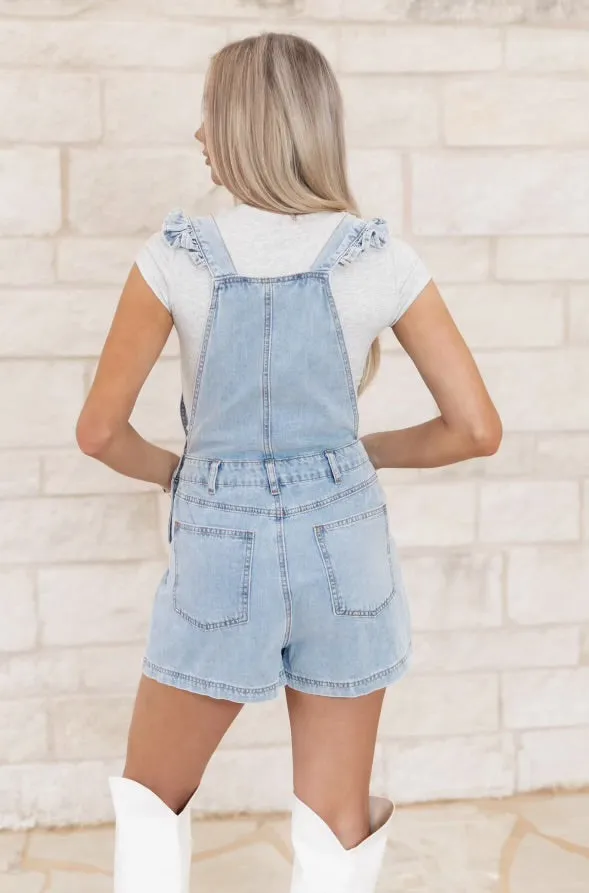 Camryn Ruffle Denim Overalls