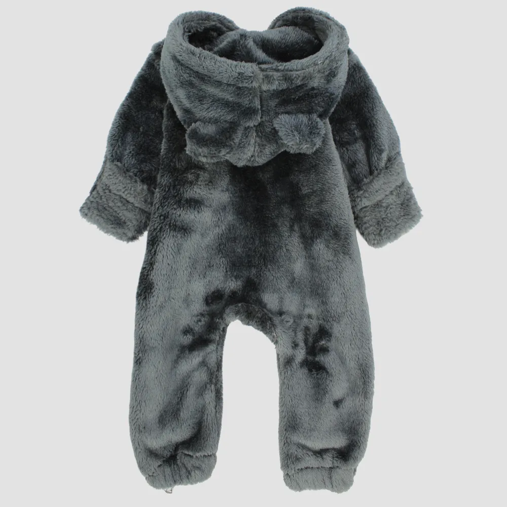 Charcoal Teddy Fleeced Hooded Onesie