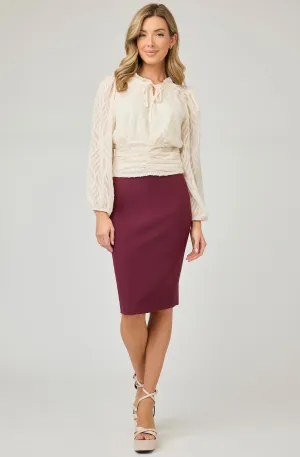 Chiffon Textured blouse with Ruched Waist