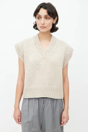 Cream Wool Knit Vest