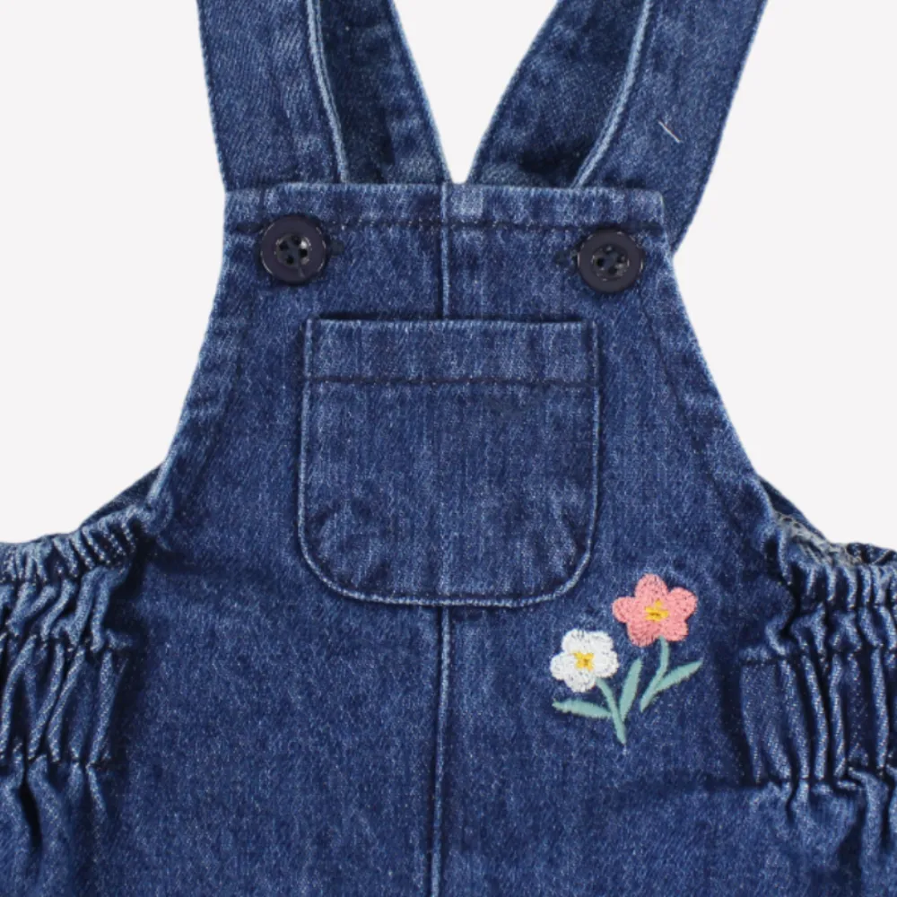 Cute Flowers Sleeveless Jean Jumpsuit