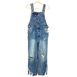 Free People We the Free Distressed Denim Overalls NWT- Size 25 (Inseam 22”)