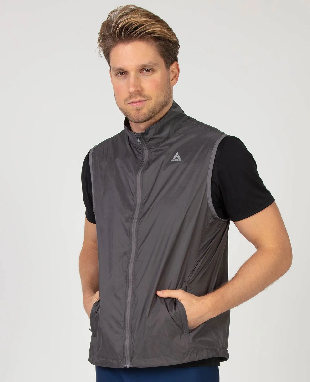 Herren Leichte Windweste Fahrradweste / Laufweste Comfort Line Grau Setprodukt