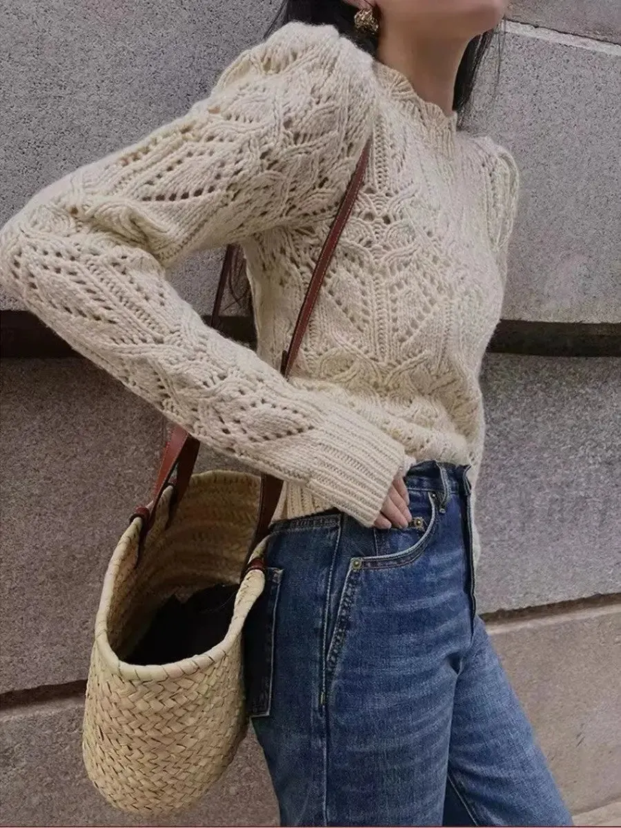 Hollow-out Knitted Blouse