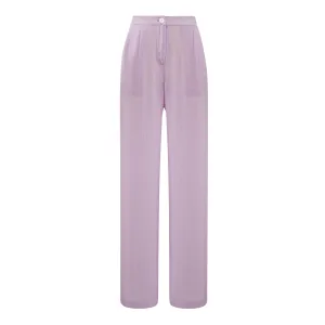 Lilac straight leg trouser in crinkle chiffon.