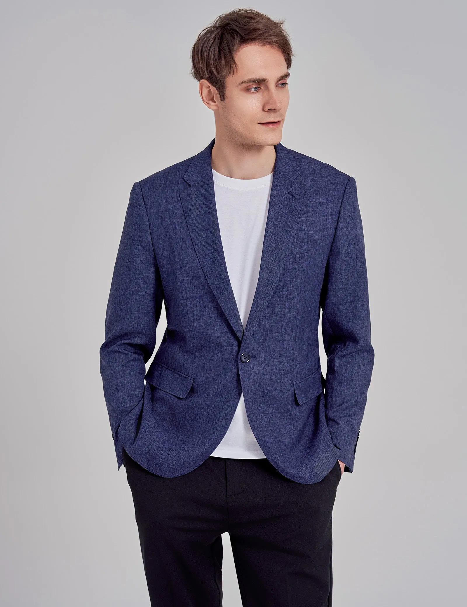Men's Casual Suit Jacket Sports Coat Business Suit One Button, 020-Navy