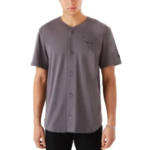 New Era Mens Chicago Bulls Button Fastening Baseball Jersey - Grey