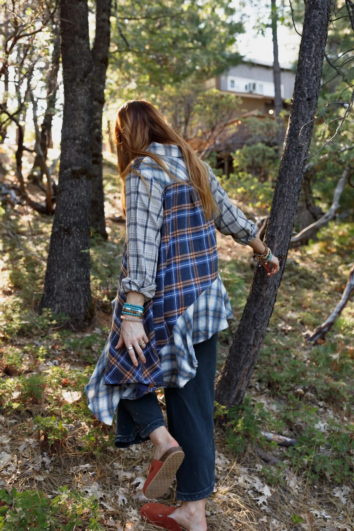 Nomad Wander Plaid Top - Navy
