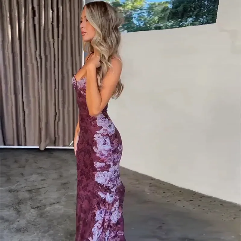 Retro Printing Slip Dress