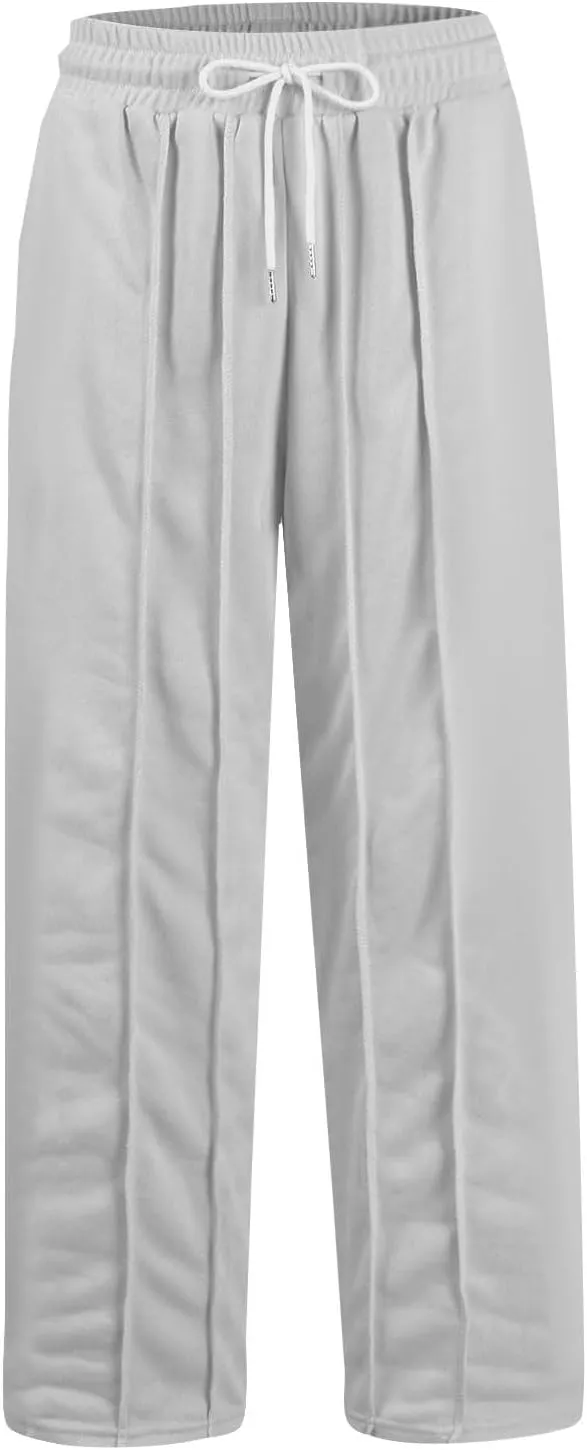 Straight Leg Sweatpants Women Baggy High Rise Elastic Waist Workout Pants with Pockets Stretchy Athletic Pants