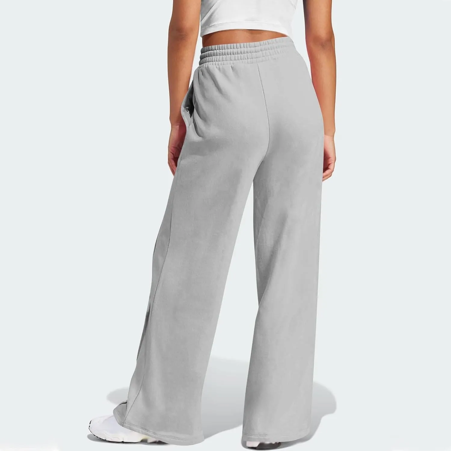 Straight Leg Sweatpants Women Baggy High Rise Elastic Waist Workout Pants with Pockets Stretchy Athletic Pants