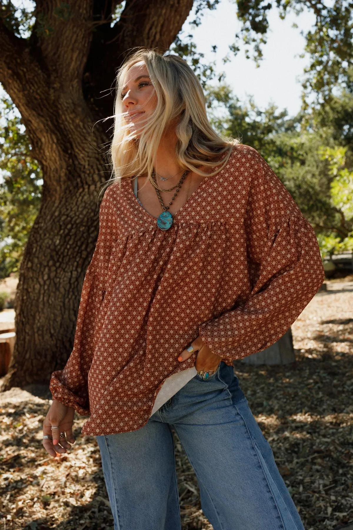 The Nest Kendrix Printed Top - Ginger