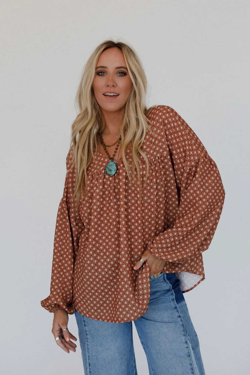 The Nest Kendrix Printed Top - Ginger