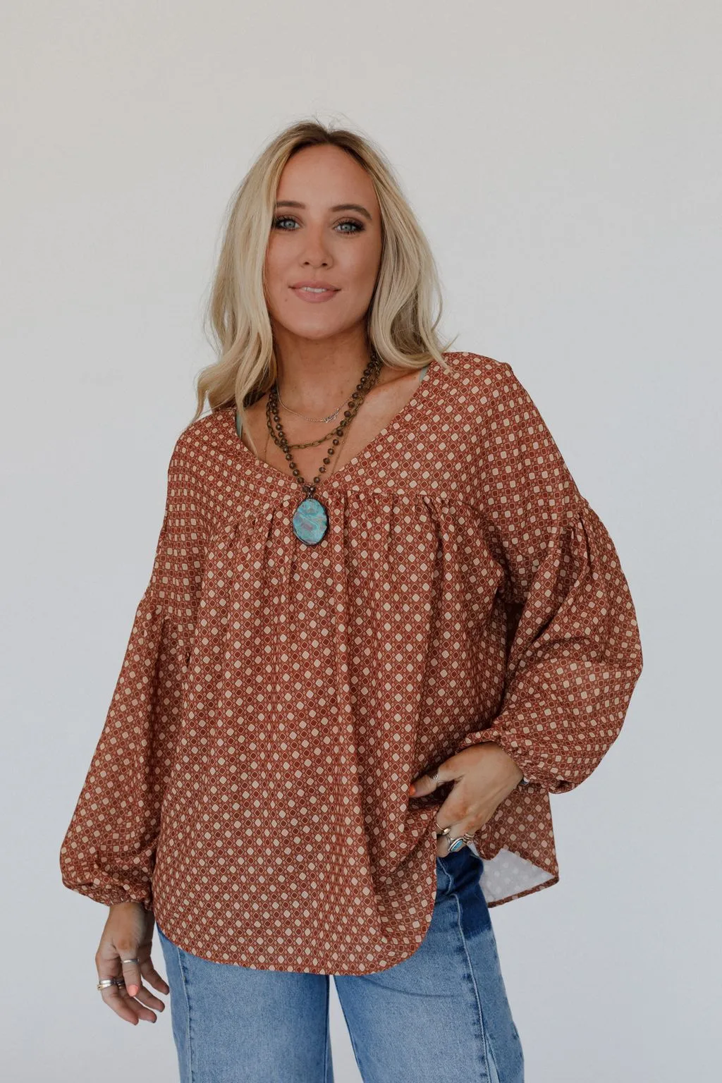The Nest Kendrix Printed Top - Ginger