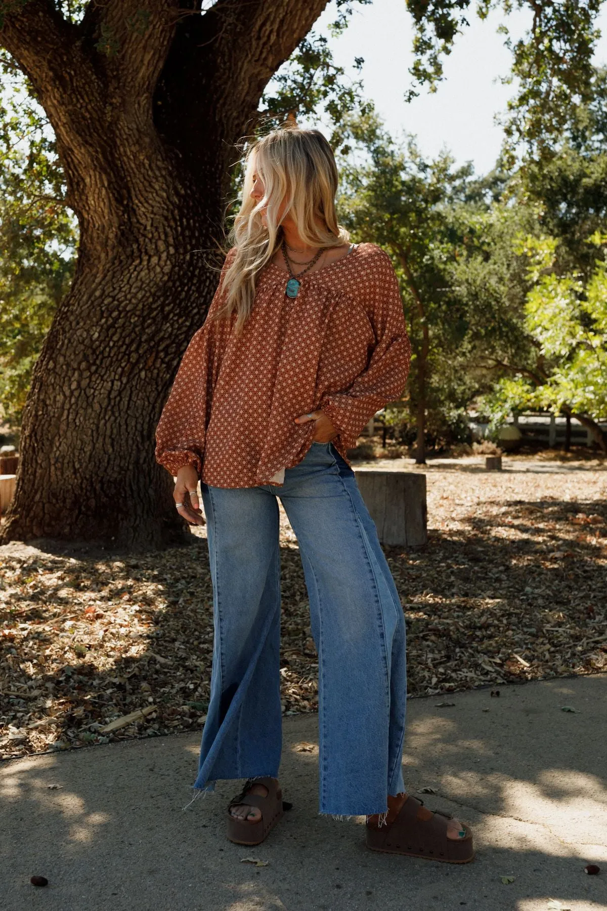 The Nest Kendrix Printed Top - Ginger