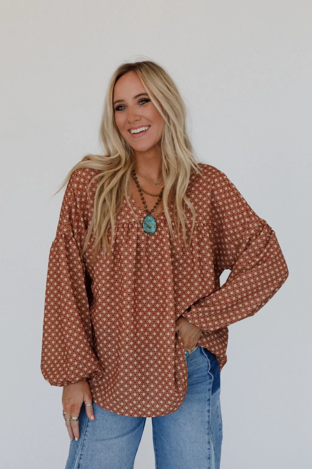 The Nest Kendrix Printed Top - Ginger