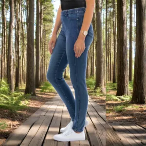 Washed Denim Jeggings by Café Latte - Dark Denim