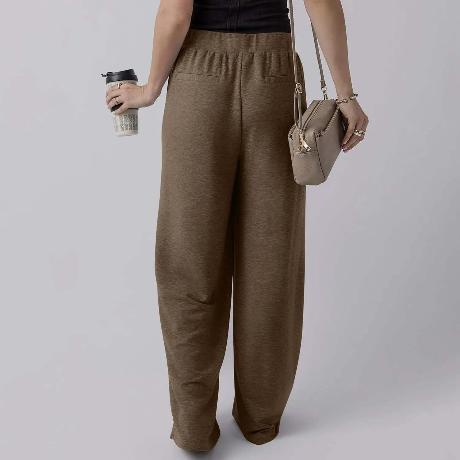 Wide Leg Sweatpants Women Baggy High Elastic Waist Loose Yoga Pants with Pockets Fleece Lined Athletic Golf Joggers