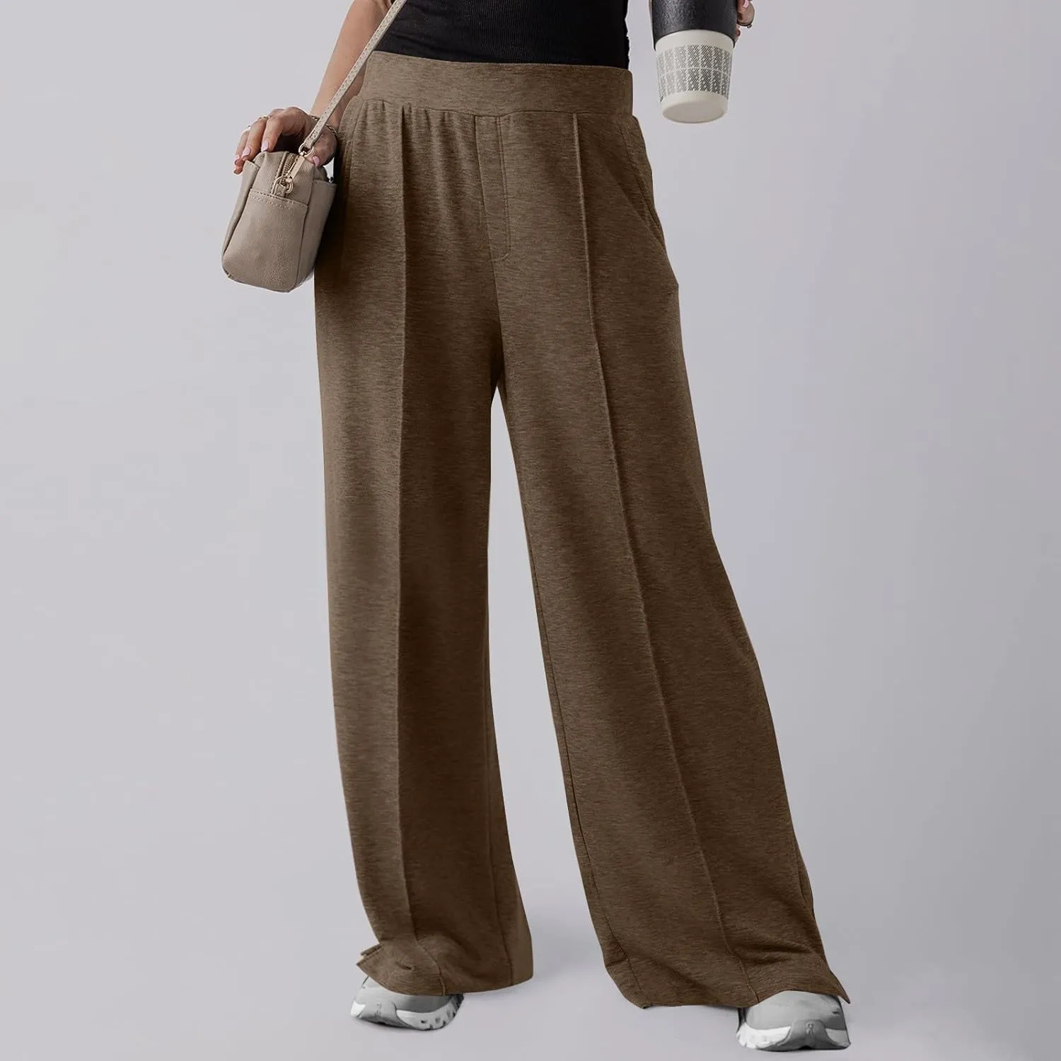 Wide Leg Sweatpants Women Baggy High Elastic Waist Loose Yoga Pants with Pockets Fleece Lined Athletic Golf Joggers